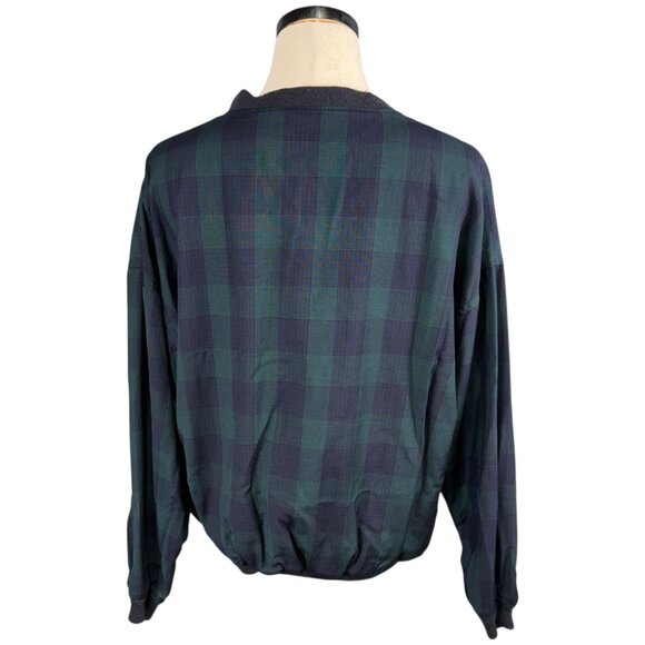 Pendleton 100% Virgin Wool Plaid Pullover Sweater Large Green & Navy - Picture 3 of 9